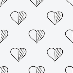 Seamless vintage pattern from the hearts. Hand drawn vector illustration