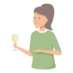 Young sommelier icon cartoon vector. Wine cocktail. Woman drink