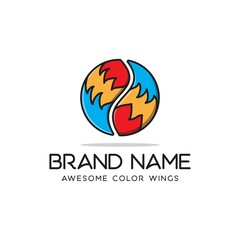 icon colorful wing logo design, parrot logo, modern,conceptual,idea,forming circle, template, emblem, vector