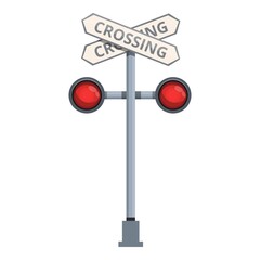 Railway train icon cartoon vector. Rail traffic. Signal road
