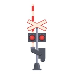 Station railway icon cartoon vector. Train traffic. Gate barrier