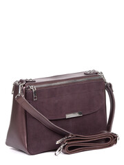 Small red leather woman's handbag isolated on white background