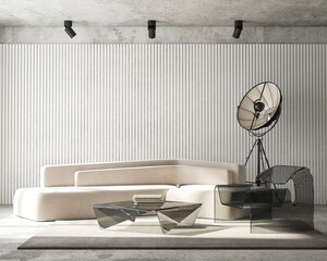 mock up poster frame in modern interior background, living room, Scandinavian style, 3D render, 3D illustration