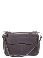 Small grey leather woman's handbag isolated on white background