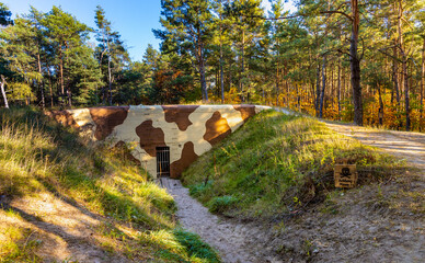 Dabrowiecka Gora forest bunker fortress built by Nazis during World War II near Karczew village in...