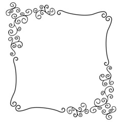Vector black and white curly frame with sinuous lines