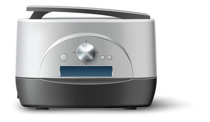 Fototapeta premium Realistic multicooker. Electric rice maker machine. Steam crockpot