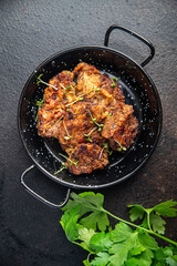 pork liver fried pieces meat food healthy meal food snack on the table copy space food background