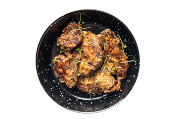 pork liver fried pieces meat food healthy meal food snack on the table copy space food background