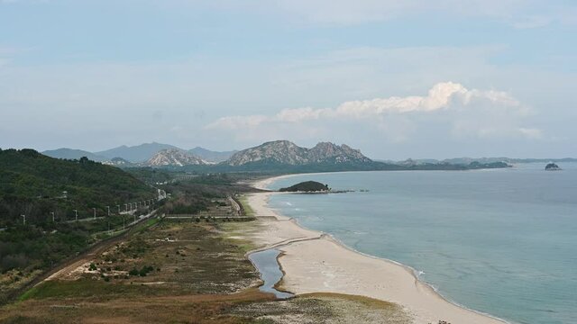 Sea and earth from Goseong unification observatory of peaceful boundary between North Korea and South Korea