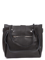 Naklejka premium Black large with strap leather woman's handbag isolated on white background