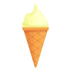 Ice cream cone icon cartoon vector. Summer waffle. Chocolate food