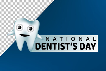national dentists day with 3d tooth illustration
