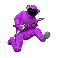 astronaut is jumping and playing guitar