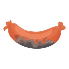 Contaminated sausage icon cartoon vector. Food bacteria. Ugly virus