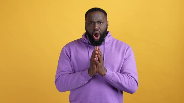 Guy impressed horrible message isolated bright color background