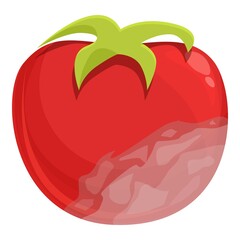 Contaminated tomato icon cartoon vector. Bacteria food. Virus rotten