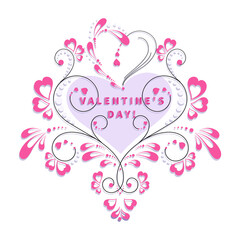 Valentines Day. Openwork decorative heart. Vector postcard, poster. Design for a holiday banner