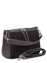 Naklejka premium Small black leather woman's fashion handbag with strap isolated on white background