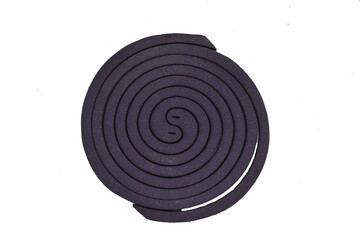 mosquito coil, Mosquito repellent coil on a white background with a light pointed at the end of the...