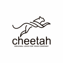 Line art cheetah logo design template. © original logo