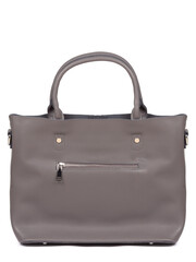 Grey leather woman's handbag with strap isolated on white background