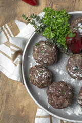 traditional homemade preparation beef and lamb meatballs recipe