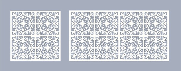 Vector Laser cut template panels set. Die cut Arabic pattern rectangle shape for metal , wooden, paper, engraving, stencil. Vector illustration design.