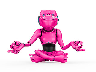 cyber monkey is doing yoga