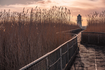 East Usk Lighthouse in the Wetlands of Newport, South Wales