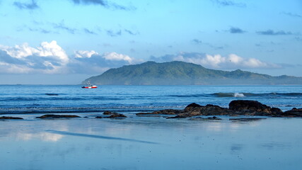 Boat moored in the bay in Tamarindo, Costa Rica