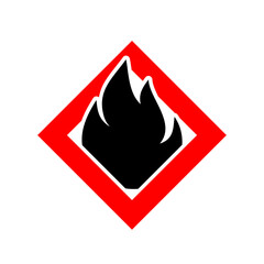 Flammable material warning glyph symbol isolated on white background