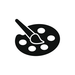 Paintbrush with color palette. Paint icon flat style isolated on white background. Vector illustration