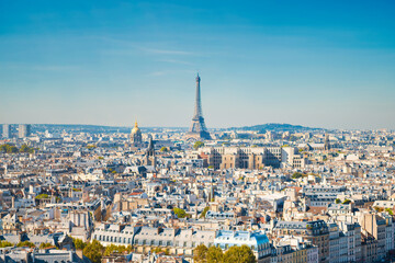Panele Szklane Podświetlane  Paris cityscape with Eilffel tower