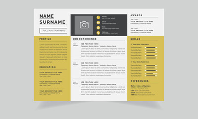 Resume Layout Set with creative one-page cv template
