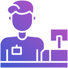 Cashier Man flat gradient icon