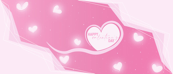 Happy valentine's day background template with heart shaped in pink background