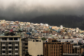 fragments of urban life in the center of the capital of Quito Ecuador 