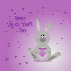 Rabbit with heart, Valentines day