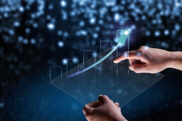 Businessman hand clicks insurance icons, life, financial and health insurance.