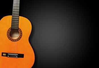 Guitar on background. Classic acoustic guitar concept. Perfect for flyer, card, poster or wallpaper
