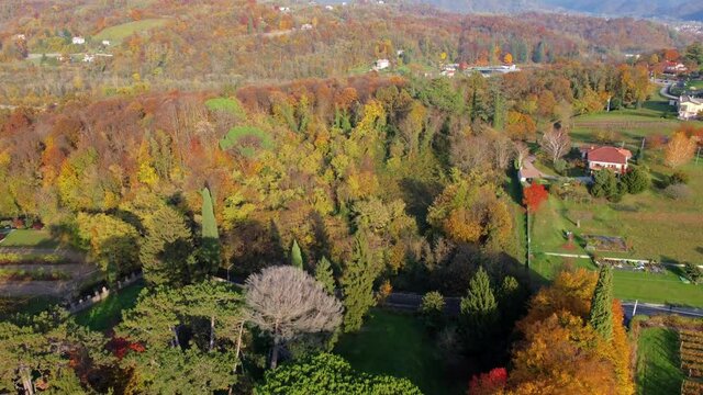Autumn in the hills. Village and vineyards with an ancient flavor