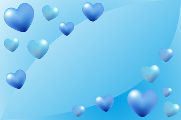 Fototapeta premium Blue hearts frame. With copy space in the center 
