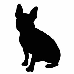 dog sitting silhouette on white background, isolated
