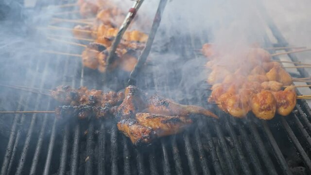 Chicken meat skewer, gizzard and chicken wing skewer at sabah kundasang.