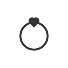 Ring icon isolated on white background. Ring with heart shaped diamond symbol modern, simple, vector, icon for website design, mobile app, ui. Vector Illustration