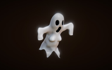 Woman nude fly ghost black background empty scene