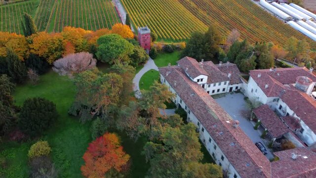 Autumn in the hills. Village and vineyards with an ancient flavor