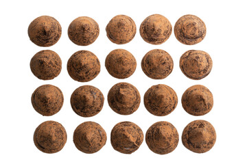 Chocolate truffles isolated on a white background.