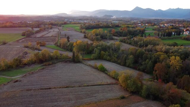 Autumn in the hills. Village and vineyards with an ancient flavor
